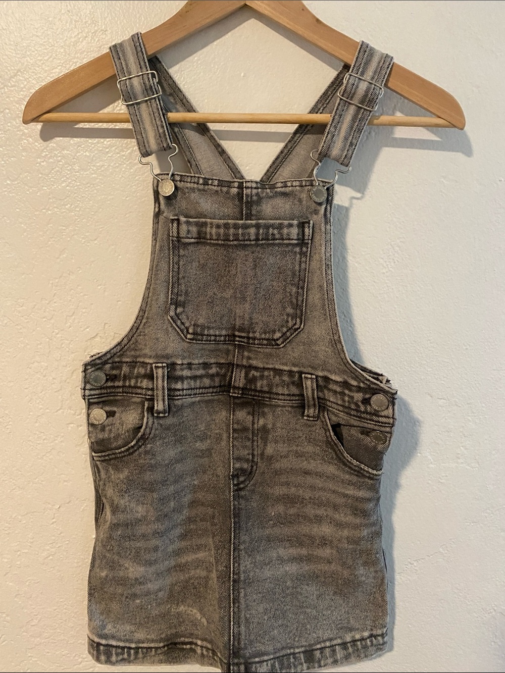 ☀️5/25☀️ Art Class Overall Denim Jumper Dress Gray Black 90s Size 7/8